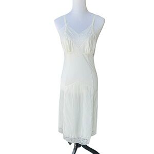 WOLVERINE Vintage 1950s Cream Chemise Lingerie Slip Dress Nylon Womens Size 34